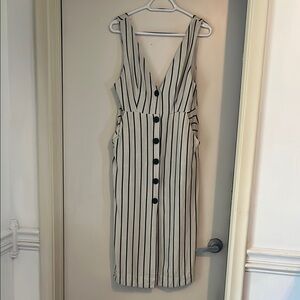 Topshop Black and White Buttoned Midi Sundress